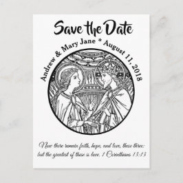 Katholische SAVE THE DATE Hochzeit Schwarz & Weiß Ankündigungspostkarte