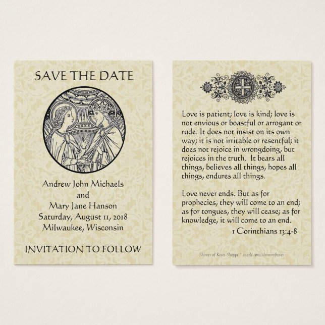Katholische Save the Date Hochzeitskarten (Vorne & Hinten)