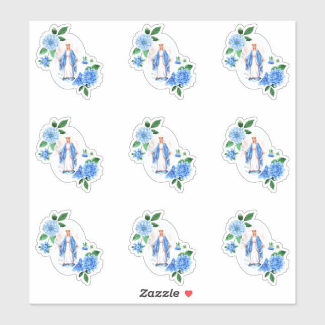 Katholische Selige Jungfrau Mary Floral Religious Aufkleber (Blatt)