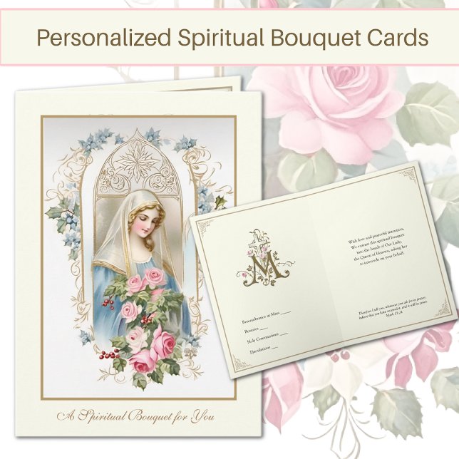 katholische Spirituelle Bouquet Gebet Rose Feiertagskarte (Traditional Catholic Spiritual Bouquet Cards)