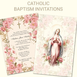 Katholische Taufe für Mädchen Christening Selige M Einladung