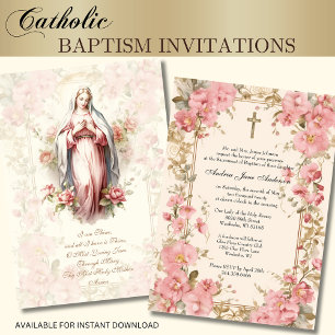 Katholische Taufe für Mädchen Christening Selige M Einladung