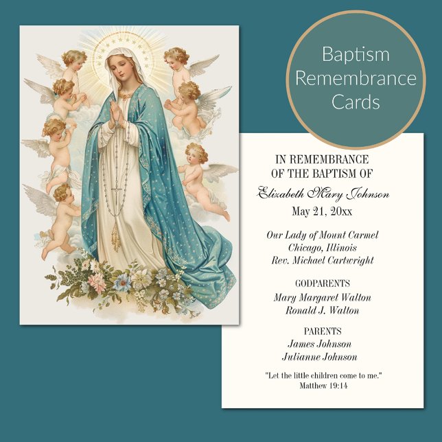 Katholische Taufe Religiöse Mutter Maria und Engel Platzkarte (Von Creator hochgeladen)