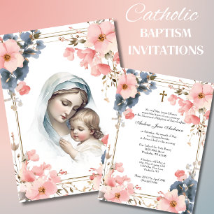 Katholische Taufe Taufkleid Jesus Gesegnete Mutter Einladung