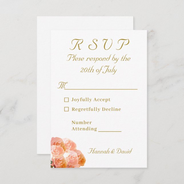 Katholische Terracotta-Rose Hochzeit RSVP Karte (Vorne/Hinten)