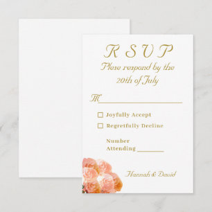 Katholische Terracotta-Rose Hochzeit RSVP Karte