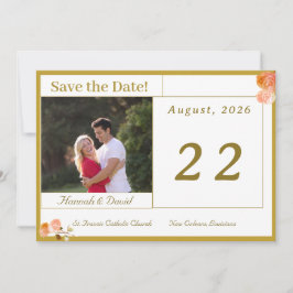 Katholische Terracotta-Rose Save the Date Karte