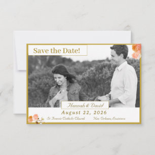 Katholische Terracotta-Rose Save the Date Karte