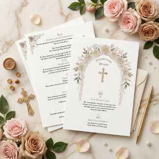Katholische traditionelle Hochzeitsdetails Kreuz Begleitkarte