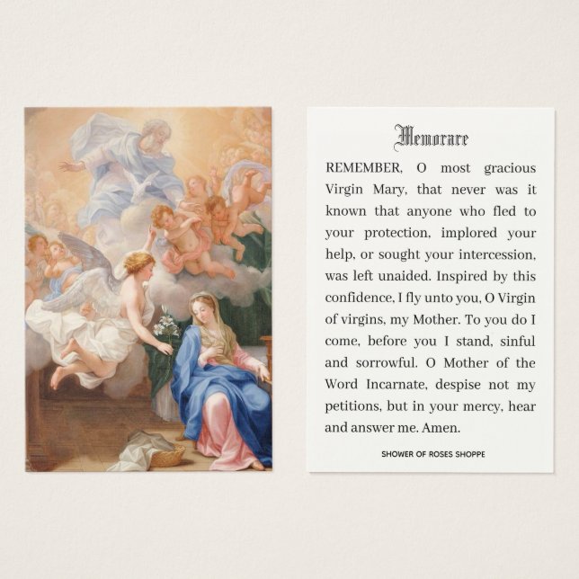 Katholische Verkündung des Gebets "Mary Memorare" (Vorne & Hinten)