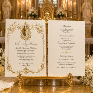 Katholische Verlobung von Maria und Josef Hochzeit Einladung