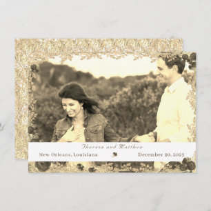 Katholische Verzierte Rose Save the Date flach Kar