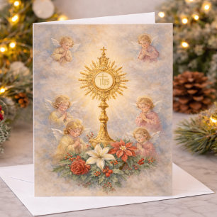 Katholische Weihnachts-Eucharistie-Andachtsengel Feiertagskarte