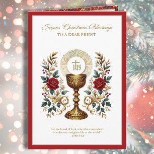 Katholische Weihnachts-Eucharistie-Rote Rosen Feiertagskarte