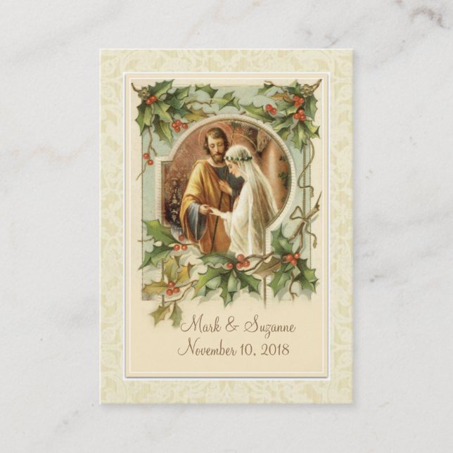 Katholische Weihnachtsfeier Mary Joseph Holy Card Visitenkarte (Vorderseite)