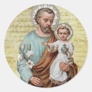 Katholischer Heiliger Joseph Kind Jesus Religiöse Runder Aufkleber