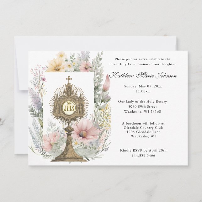 Katholischer Jesus Erste Kommunion Einladungen (Vorderseite)
