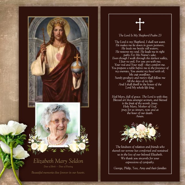 Katholischer Jesus unser König Beerdigung Dankesch (Catholic, Religious, Celebration of Life, In Loving Memory of, Forever in our hearts, funeral cards)