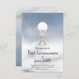 Katholischer Junge erster Wasserfarbenmarmor Einladung