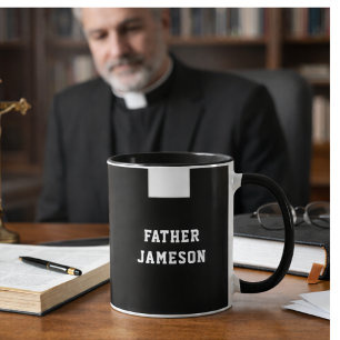Katholischer Priester Black Clergy Collar Religiös Tasse