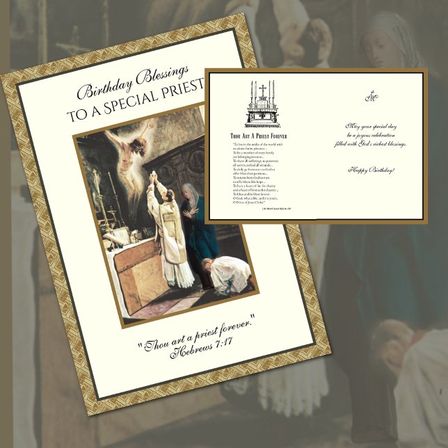 Katholischer Priester Geburtstagsgebet Altar-Serve (Catholic Priest Birthday Greeting Card with the Sacrifice of the Holy Mass & Virgin Mary)