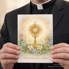 Katholischer Priester Ostern Blumenschmuck Euchari Feiertagskarte