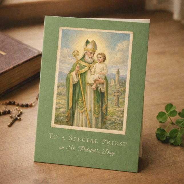 Katholischer Priester St. Patrick's Day Jesus  Karte (Von Creator hochgeladen)