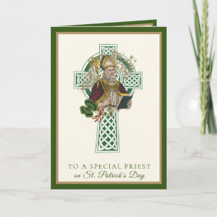 Katholischer Priester St. Patrick's Day Kleeblatts Karte