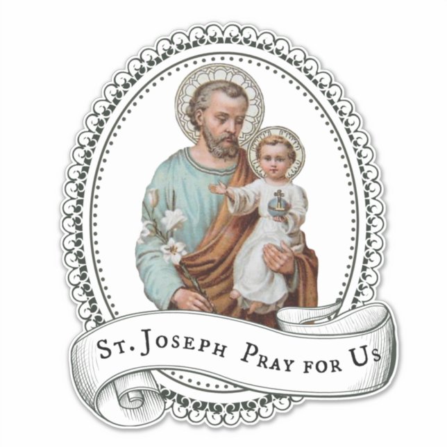 Katholischer St. Joseph mit Kind Jesus Religiös Aufkleber (Vorderseite)