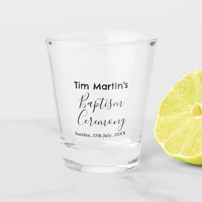 Katholischer Taufzeremoniename Datum einfach minim Schnapsglas (Vorderseite)