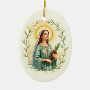 Katholisches Andachtsbild der heiligen Dymphna Keramik Ornament