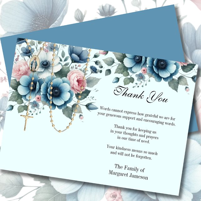 Katholisches Beileid zur Beerdigung von Rosenkranz Dankeskarte (Von Creator hochgeladen)