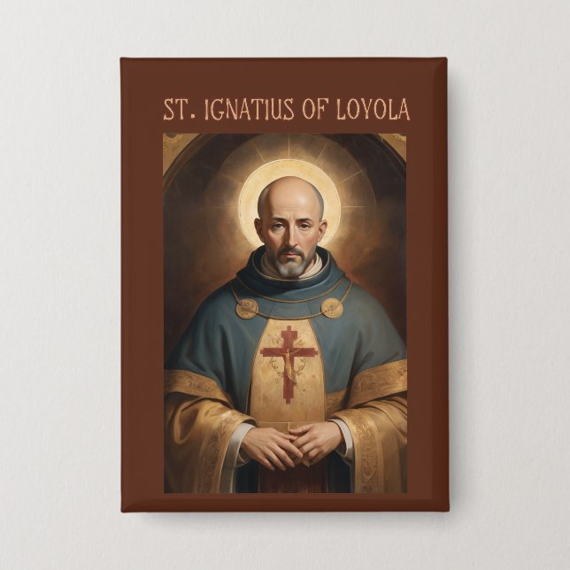 Katholisches Button St. Ignatius von Loyola (Vorderseite)