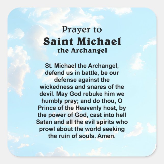 Katholisches Gebet für Schutz und Mut Quadratischer Aufkleber (Vorderseite)