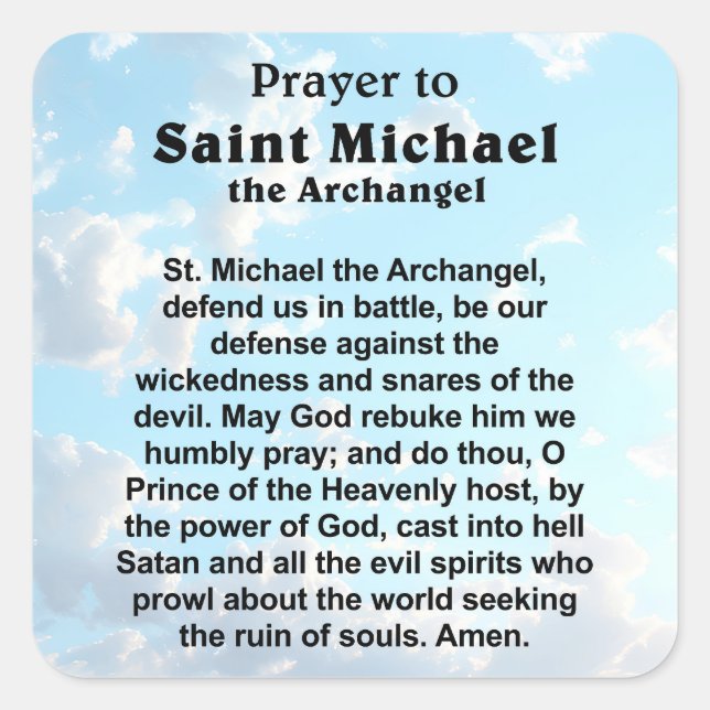 Katholisches Gebet für Schutz und Mut Quadratischer Aufkleber (Vorderseite)