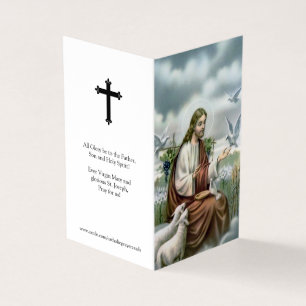 Katholisches Gebet kardiert   Jesus mit Tauben Visitenkarten