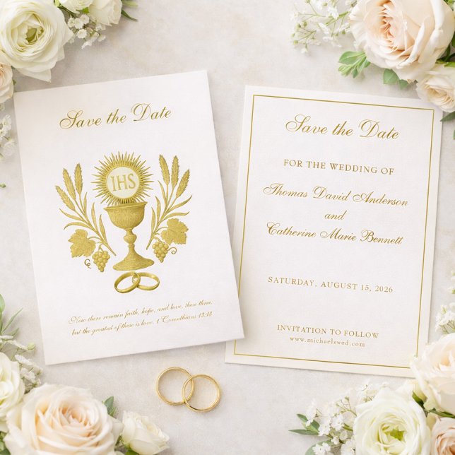 Katholisches Hochzeit Elegant Termin speichern Save The Date (Von Creator hochgeladen)