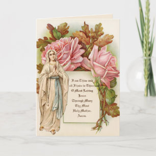 Katholisches Jungfrau-Maria-Rosenkranz-Vintage-Blu Karte