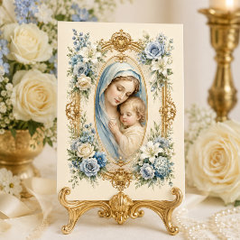 Katholisches Kind Jesus Gesegnete Mutter Floral Dankeskarte