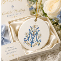 Katholisches Marianisches Monogramm Blaues Blumenm