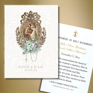 Katholisches Mary Joseph Floral Hochzeitsgebetkart
