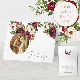 Katholisches Rosen Hochzeit Mary & Joseph Dankeskarte