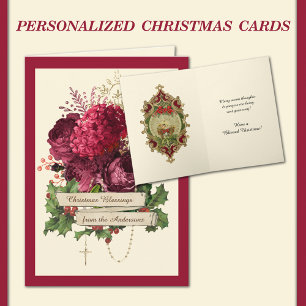 Katholisches Rosenkranz-Rosen-Religiöses Baby Jesu Feiertagskarte