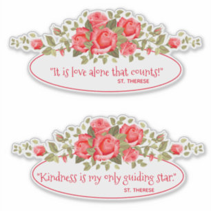 Katholisches St. Therese zitiert rosa Rosen Aufkleber