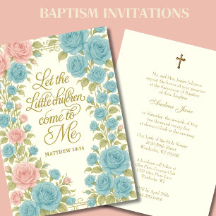 Katholisches Tauf-Blumen-Maria- und Jesus-Schriftw Einladung