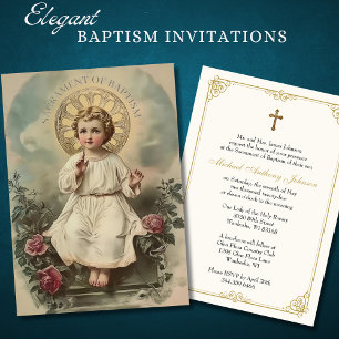 Katholisches Taufblumen Kind Jesus Einladung
