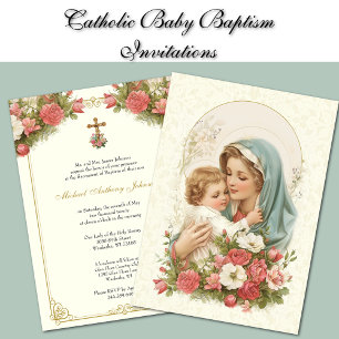 Katholisches Taufkleid Gesegnete Mutter Jesus Einladung