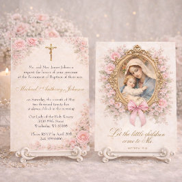Katholisches Taufkleid Mary Jesus Rosen Einladung