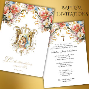 Katholisches Taufritual Taufe Maria Jesus Blumen Einladung