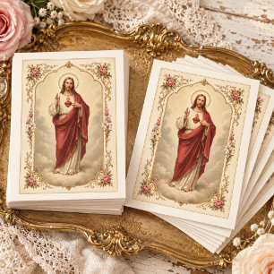 Katholisches Vintage Heiliges Herz Jesu Postkarte